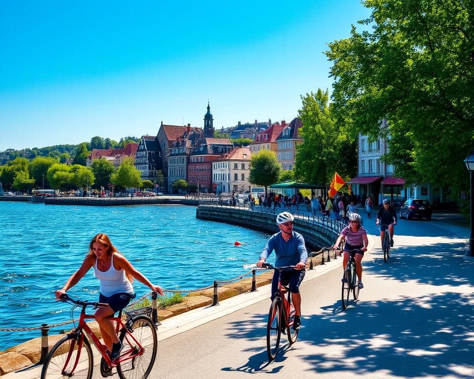 Actieve recreatie in Gothenburg met fietsen langs de kust