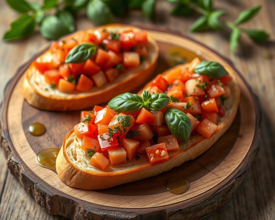 Bruschetta met tomaat en basilicum