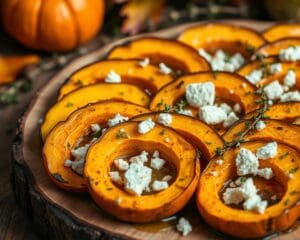 Geroosterde pompoen met feta en tijm