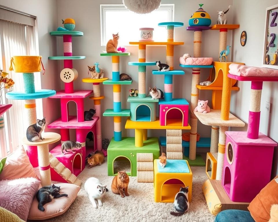 Kattenklimhuisjes met extra speelmogelijkheden voor plezier