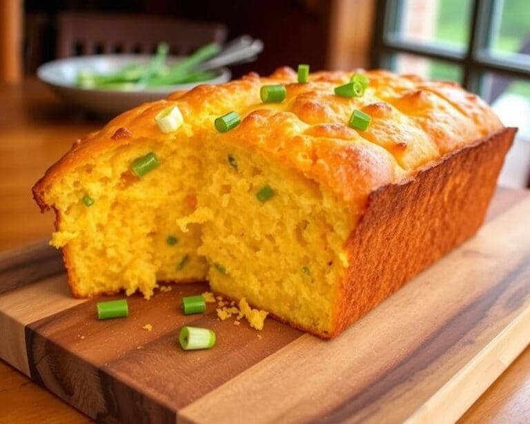 Maisbrood met een vleugje cheddar en lente-ui