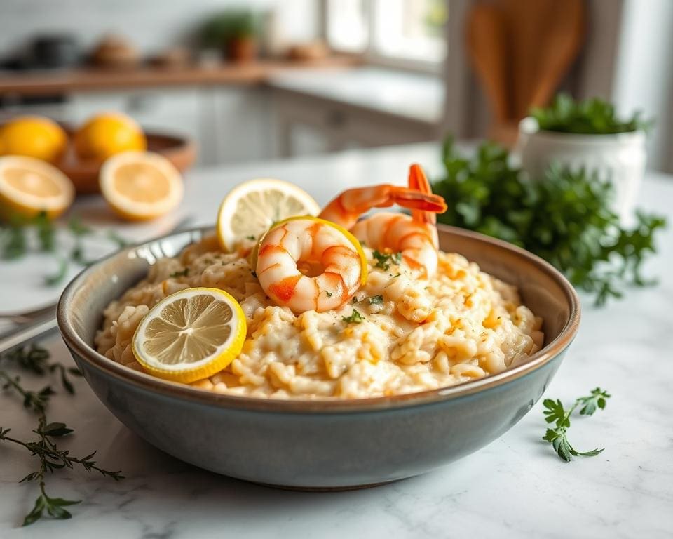 Risotto met citroen en garnalen: Fris en romig