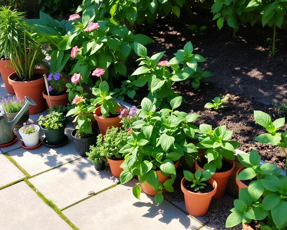 Voor- en nadelen van potplanten in de tuin