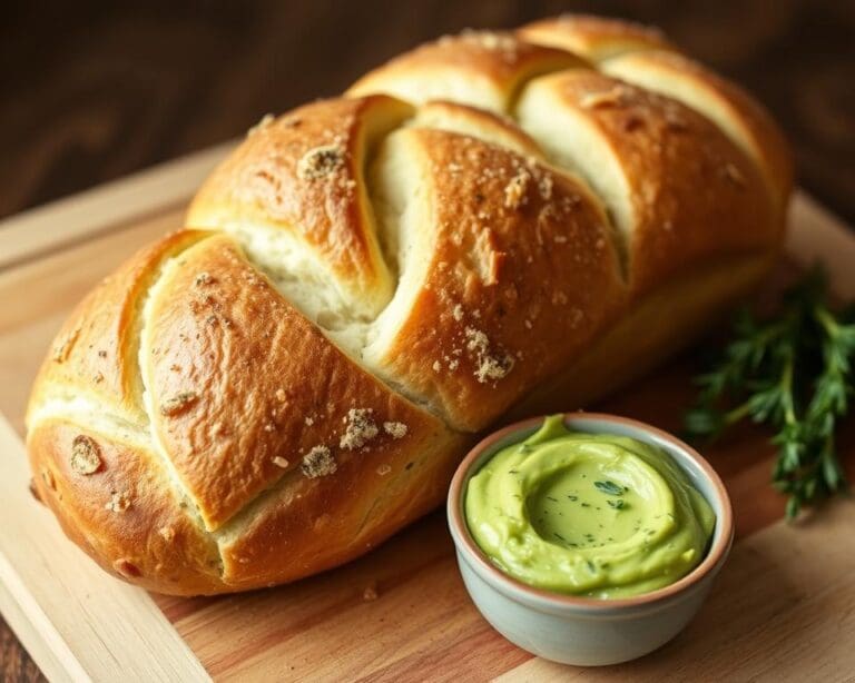 Zuurdesem knoflookbrood met kruidenboter