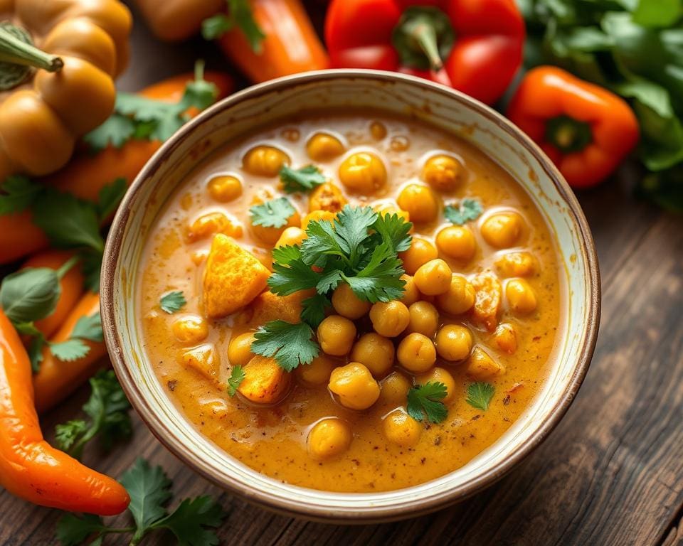 curry met pompoen en kikkererwten