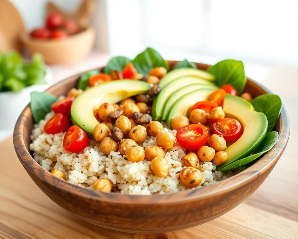 gezonde lunch met quinoa bowl