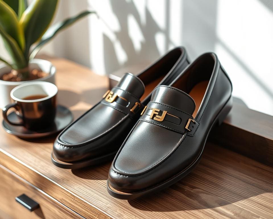 Fendi leren loafers: Luxe en casual in één