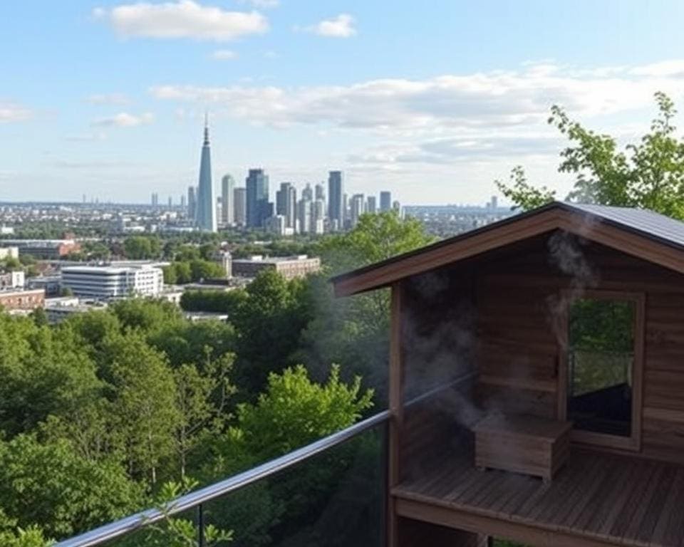 moderne stad en traditionele sauna