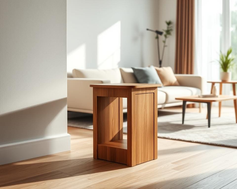 houten sidetable in een modern interieur