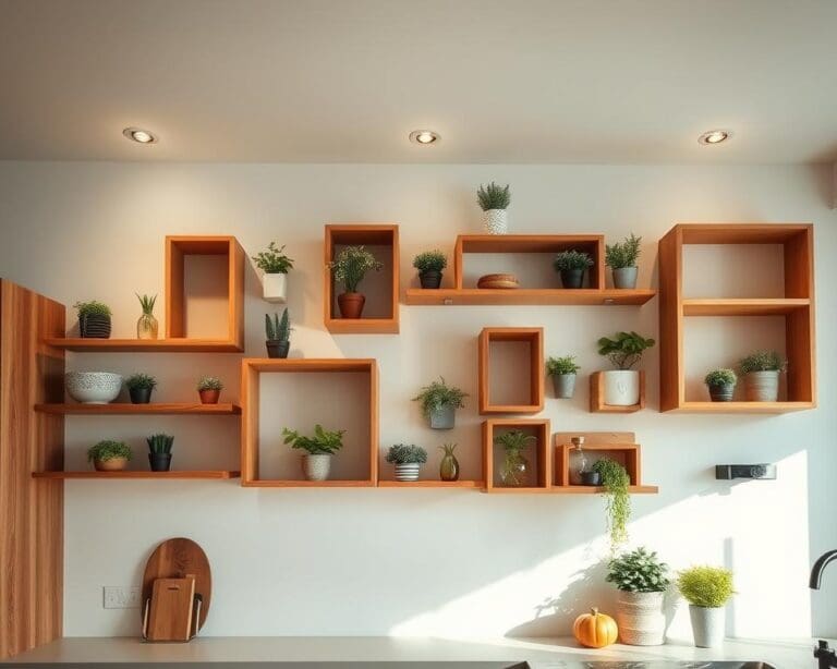 Wat zijn creatieve ideeën voor wandplanken in de keuken?