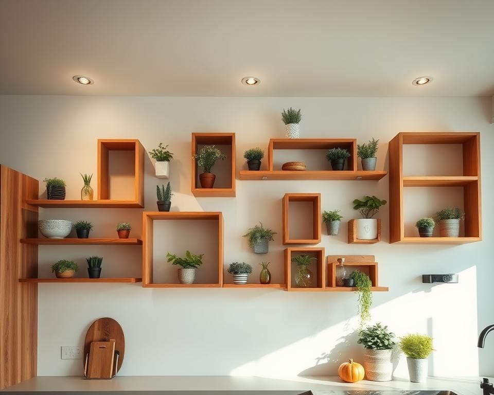 Wat zijn creatieve ideeën voor wandplanken in de keuken?