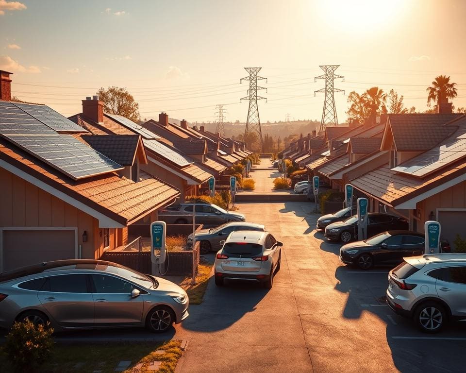 zonnestroom en oplaadpunten voor elektrische voertuigen