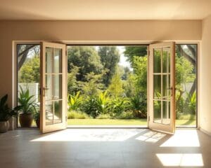 Openslaande deuren die tuin en huis verbinden