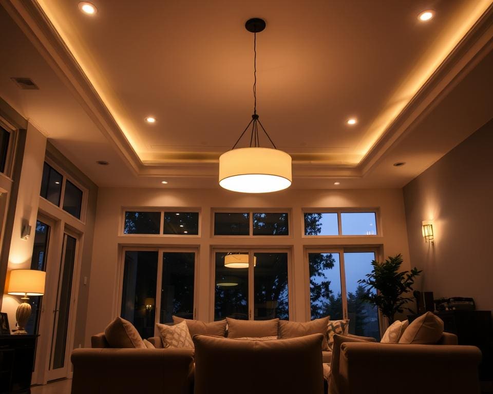 Welke verlichting geeft sfeer in de woonkamer en keuken?