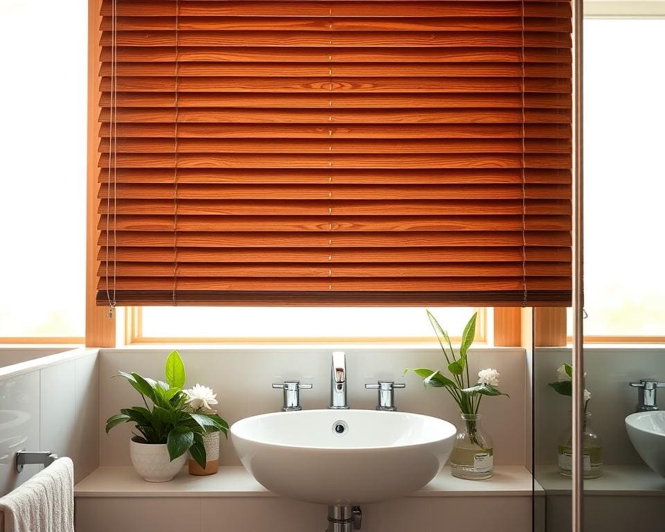 Is een houten jaloezie geschikt voor vochtige ruimtes?