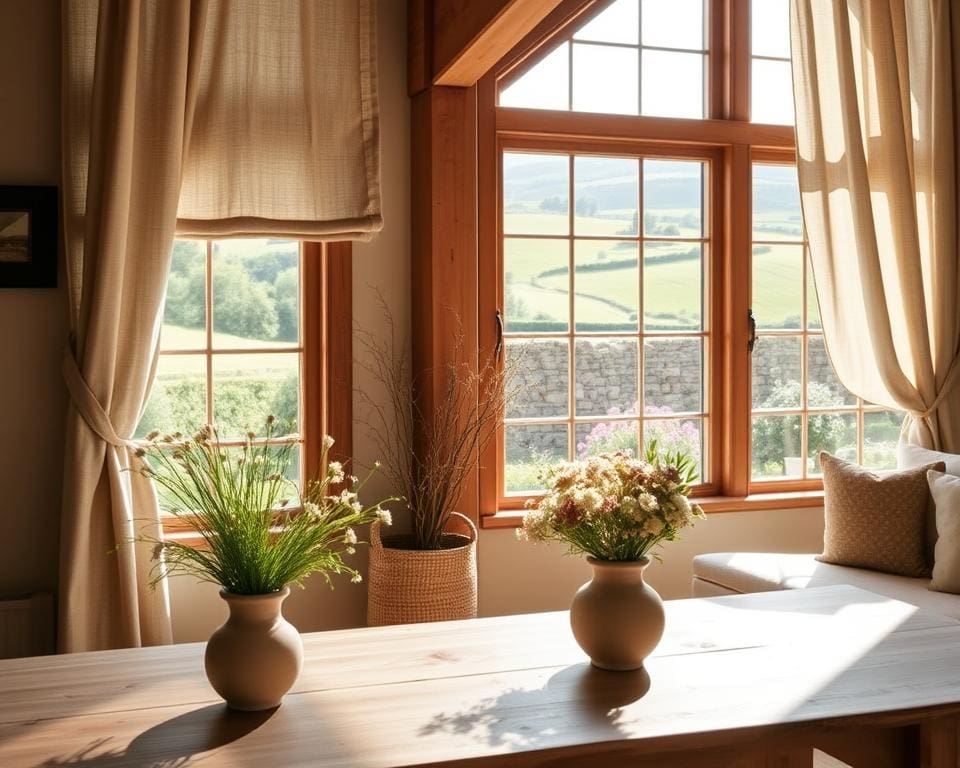 landelijke raamdecoratie